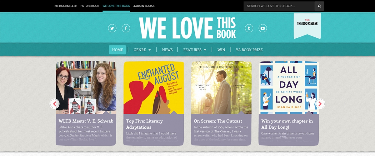 Website design for The Bookseller's "We love this book"